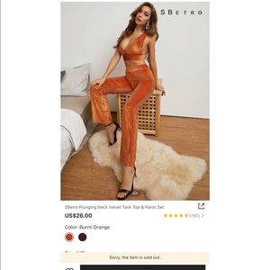 Velvet tank top and pant set